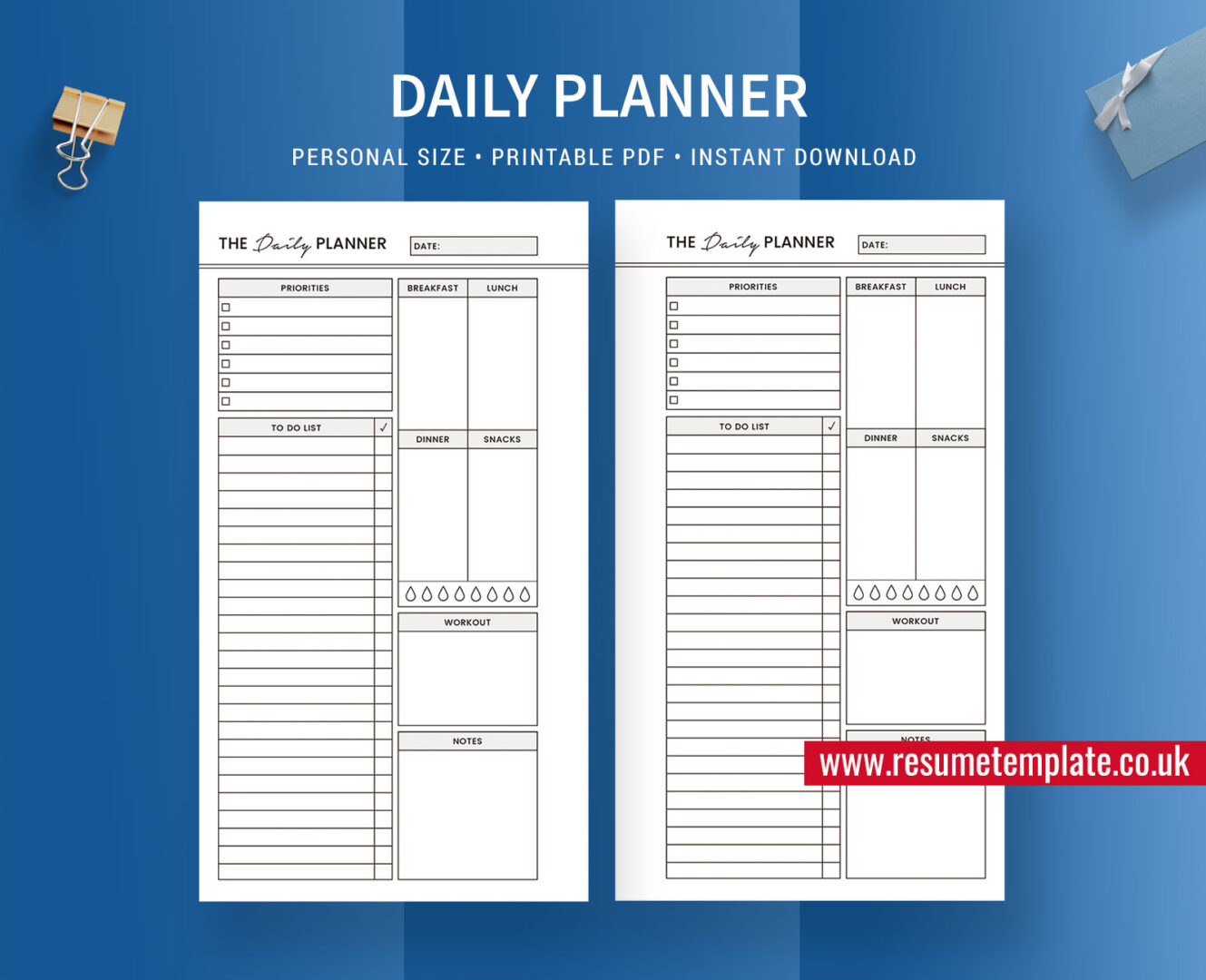 Daily Planner Printable, To Do, Personal Size, Planner Inserts, Planner