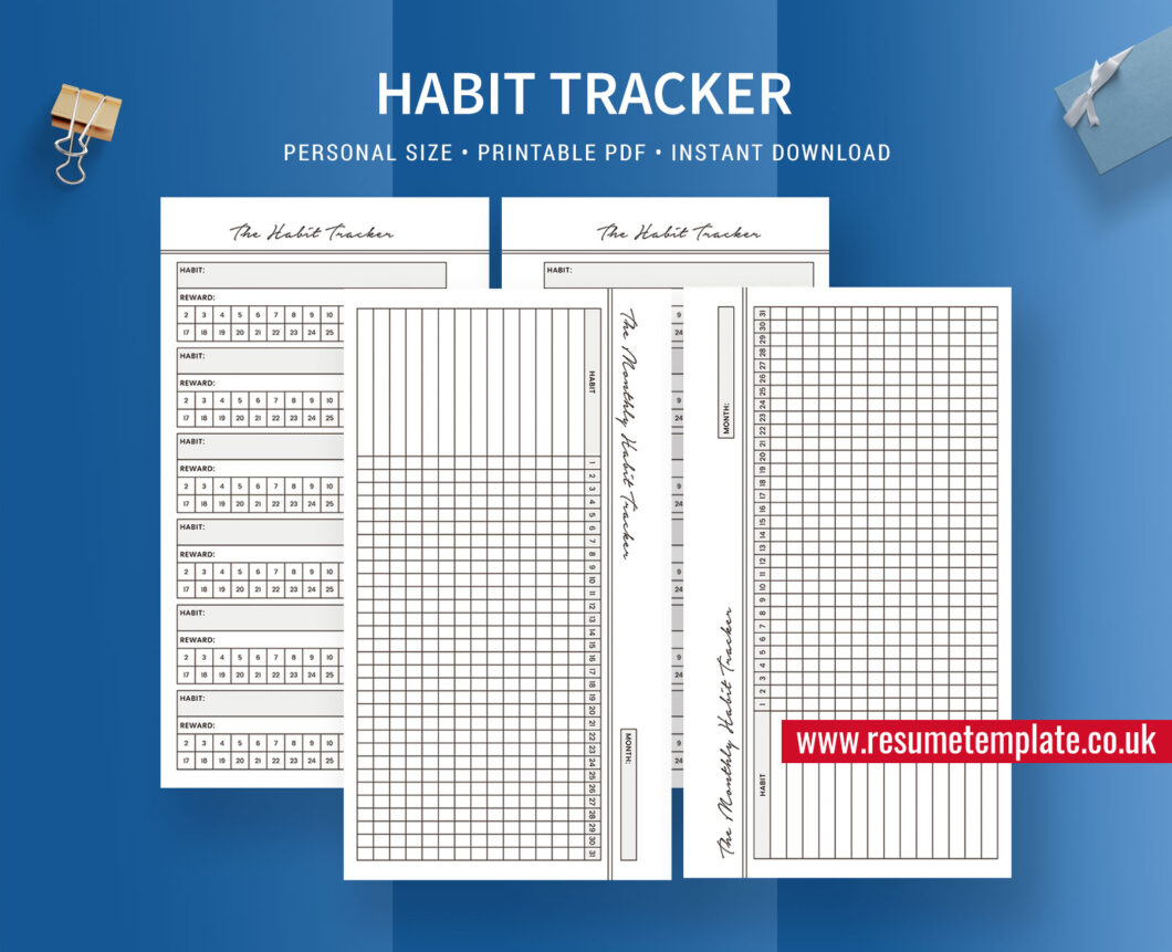 Habit Tracker, Monthly Habit Tracker, Habit Planner Inserts, Personal