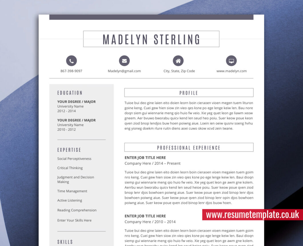 CV Templates without Photo (MS Word) – ResumeTemplate.co.uk