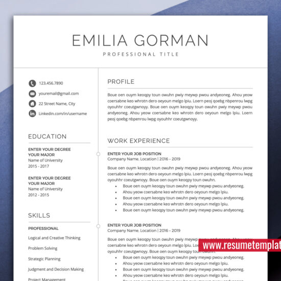 Professional CV Templates for MS Word, Simple Resume Templates, Cover ...